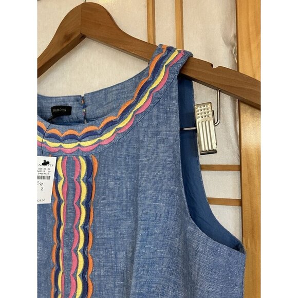 NWT Talbots Linen Scalloped Embroidered Detail Shift Dress Lined Small MSRP $129 - Picture 6 of 13
